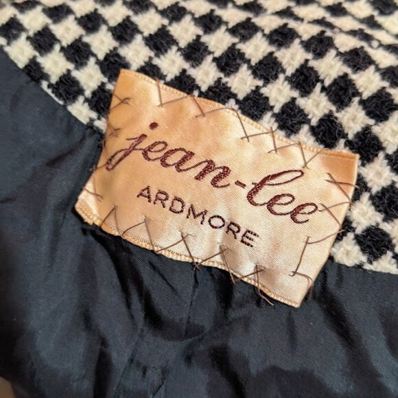 Vintage 60s Houndstooth Skirt Suit Womens L Plaid Jacket Pencil Skirt Set - Picture 12 of 12